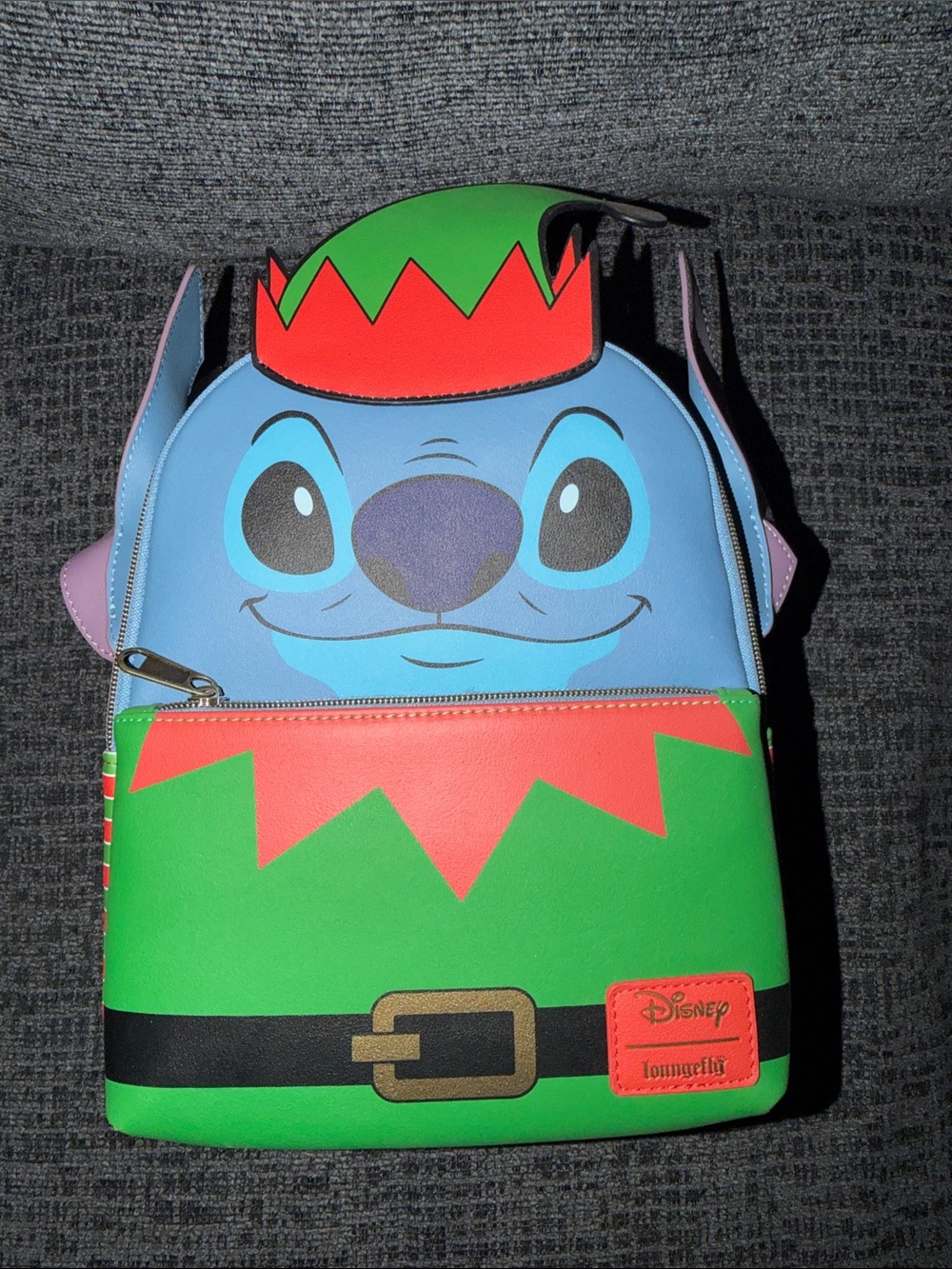 Loungefly Disney Stitch Elf Backpack in Blue, Green & Red
